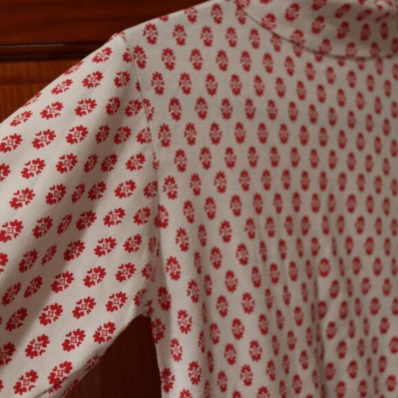Opportunities Vintage 90s Red White Floral Turtleneck Long Sleeve Top Medium - Picture 6 of 11